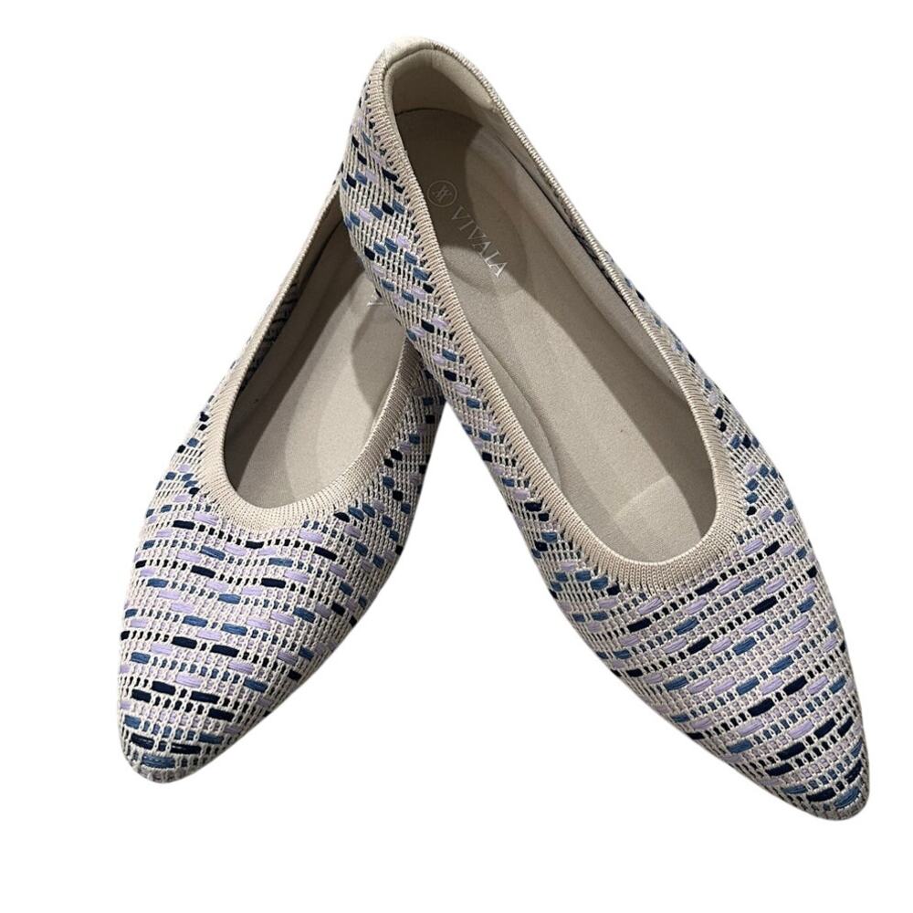 VIVAIA Aria 5 Pointed Toe Knit Ballet Flat Shoes Sz 10.5 NWOT Tweed Multi-color - Picture 1 of 7